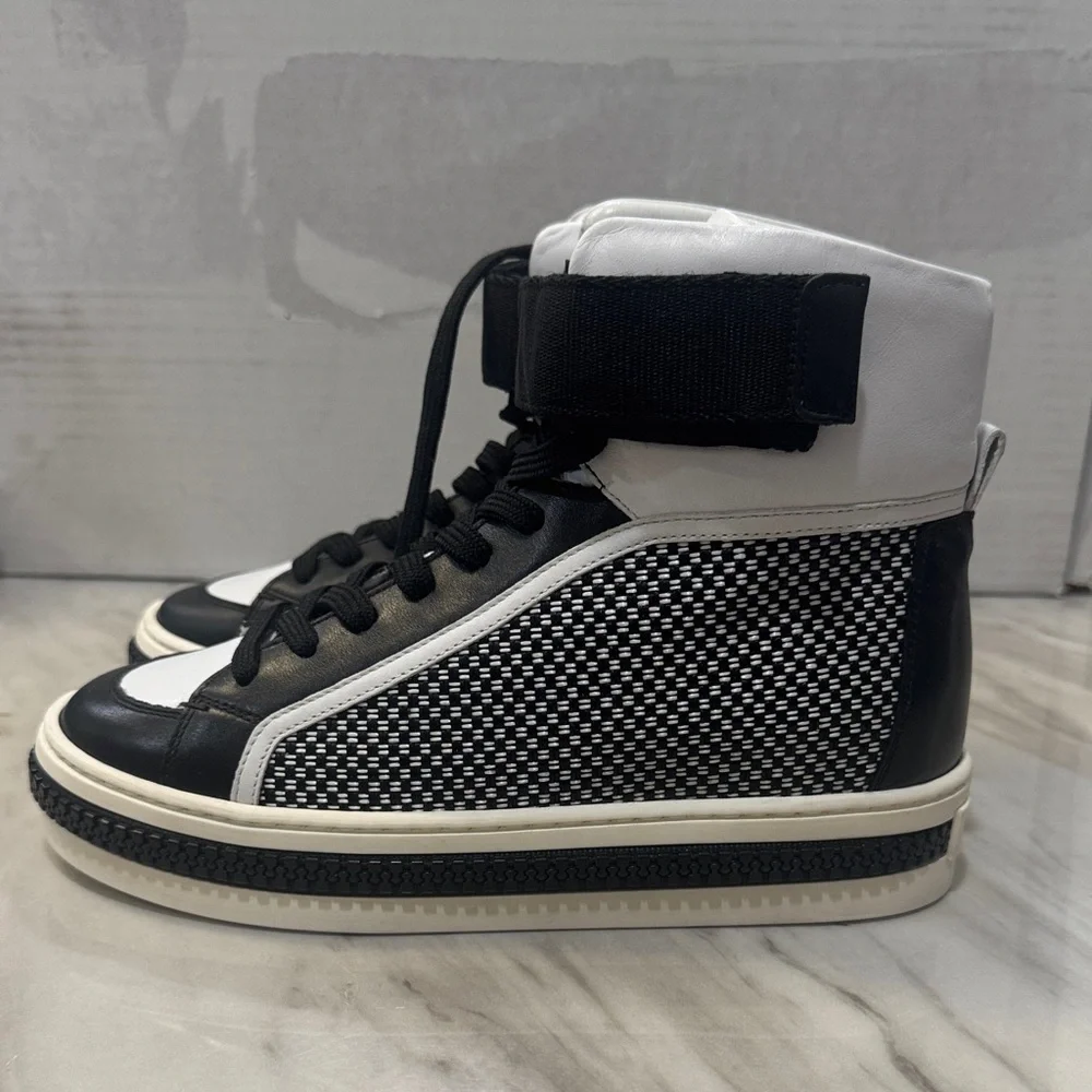 Sergio Rossi Black and White High-Top Sneakers size 35